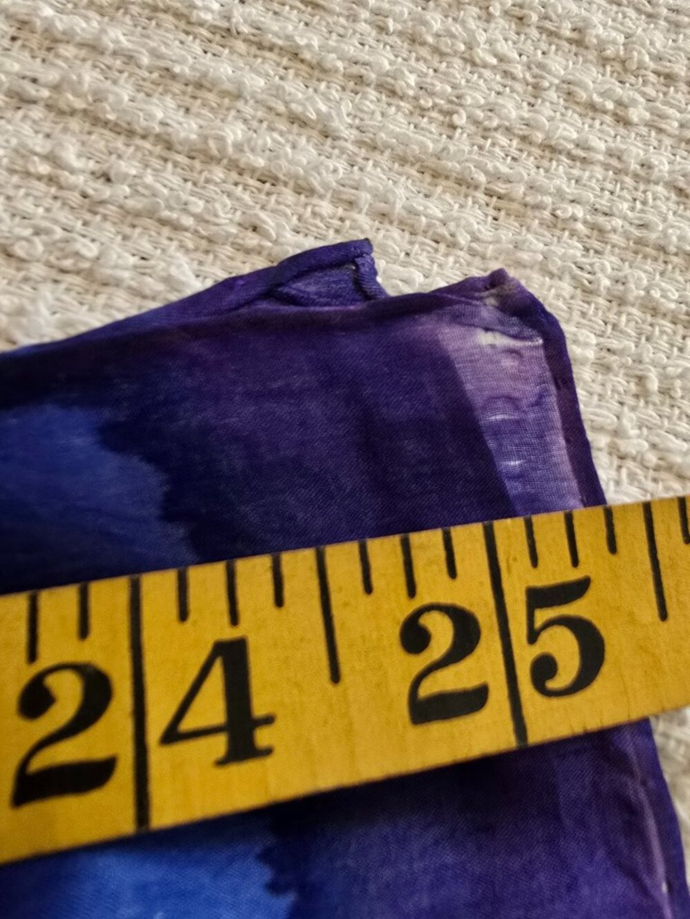 Vintage Hand‑Painted Silk Scarf - Abstract Floral in Blue, Purple & Pinks - Picture 6 of 6
